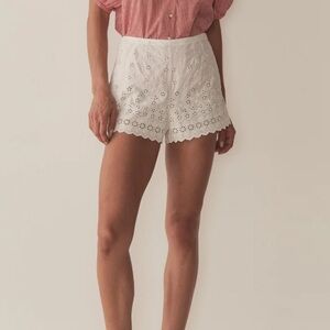 Doen High Waist White Lace Trim Shorts